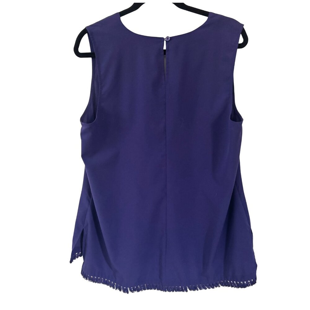 Banana Republic Factory Purple V-Neck Sleeveless Fringe Hem Top Women's Large - Picture 4 of 8